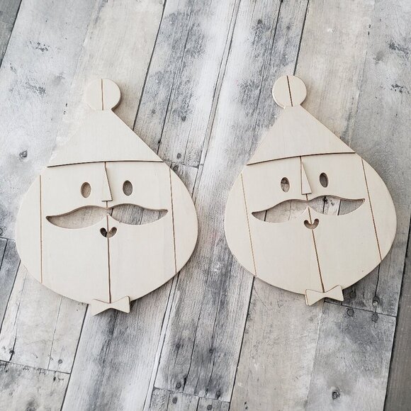 NWT - DIY Wood Santa Faces (set of 2) - Christmas - Picture 1 of 3